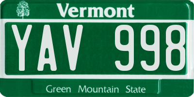 VT license plate YAV998