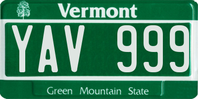 VT license plate YAV999