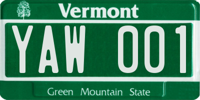 VT license plate YAW001