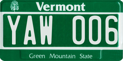 VT license plate YAW006