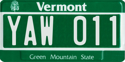 VT license plate YAW011