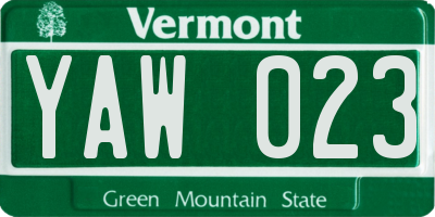 VT license plate YAW023