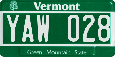 VT license plate YAW028