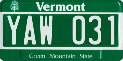 VT license plate YAW031