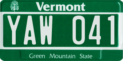 VT license plate YAW041