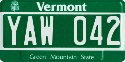VT license plate YAW042