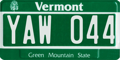VT license plate YAW044