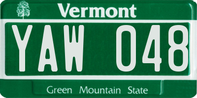 VT license plate YAW048