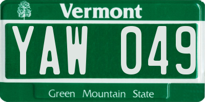 VT license plate YAW049