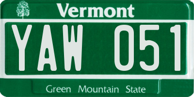 VT license plate YAW051