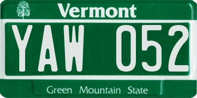 VT license plate YAW052