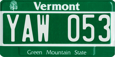 VT license plate YAW053