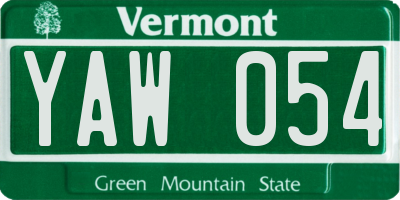 VT license plate YAW054