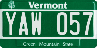 VT license plate YAW057