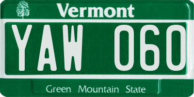 VT license plate YAW060