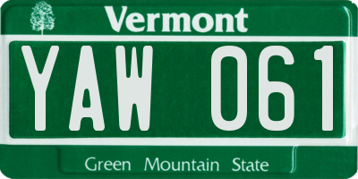 VT license plate YAW061