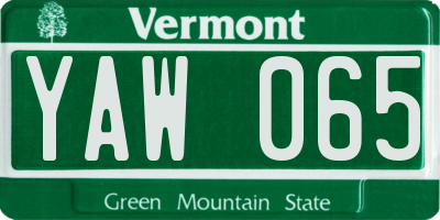 VT license plate YAW065
