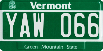 VT license plate YAW066