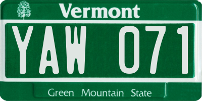 VT license plate YAW071