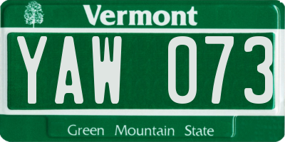 VT license plate YAW073