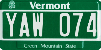 VT license plate YAW074
