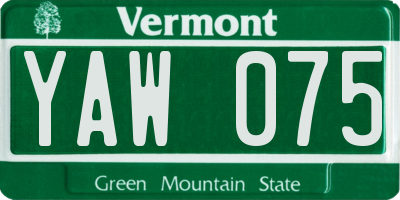 VT license plate YAW075