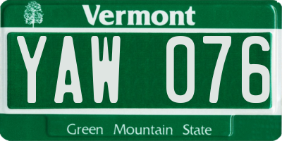 VT license plate YAW076