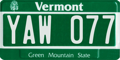VT license plate YAW077