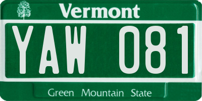 VT license plate YAW081