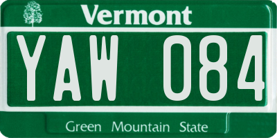 VT license plate YAW084