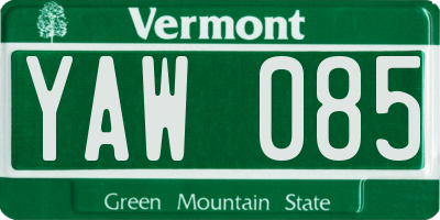 VT license plate YAW085