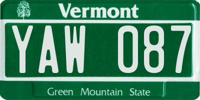 VT license plate YAW087