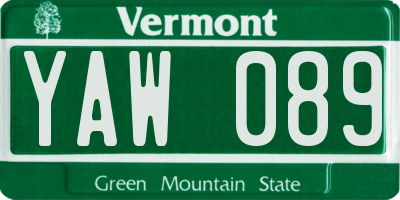 VT license plate YAW089