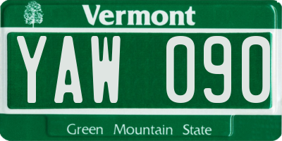 VT license plate YAW090