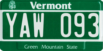 VT license plate YAW093