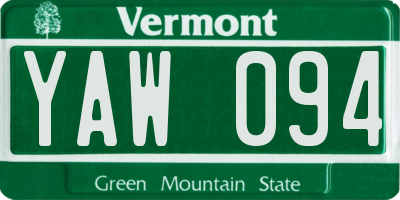 VT license plate YAW094