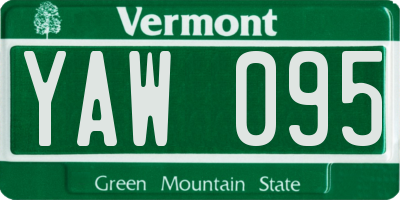 VT license plate YAW095