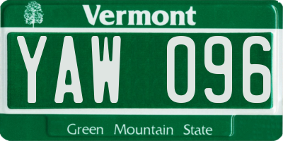 VT license plate YAW096
