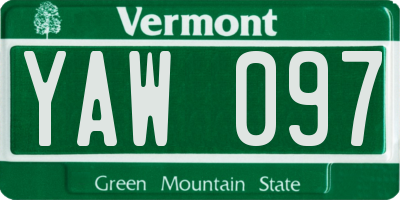 VT license plate YAW097