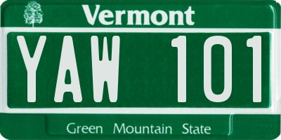 VT license plate YAW101