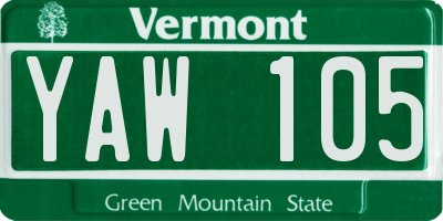 VT license plate YAW105