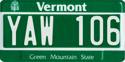 VT license plate YAW106