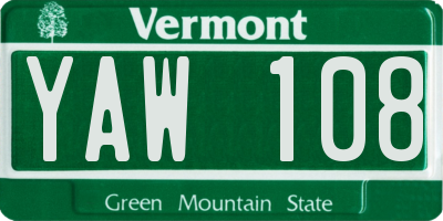VT license plate YAW108