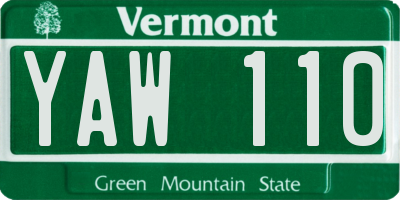 VT license plate YAW110