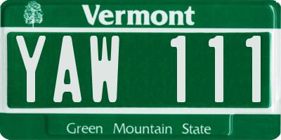 VT license plate YAW111
