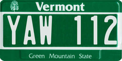 VT license plate YAW112