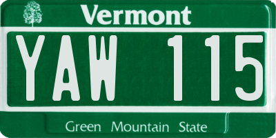 VT license plate YAW115