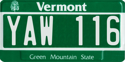 VT license plate YAW116