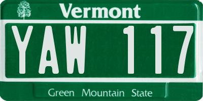 VT license plate YAW117