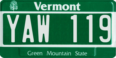 VT license plate YAW119